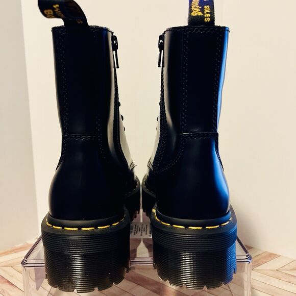 Dr Martens Jadon Platform Boots Polished Smooth Black Leather M 5 W 6 Combat Zip - Picture 5 of 8
